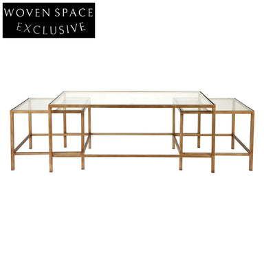 Cocktail Glass Nesting Coffee Table - Antique Gold Coffee Table