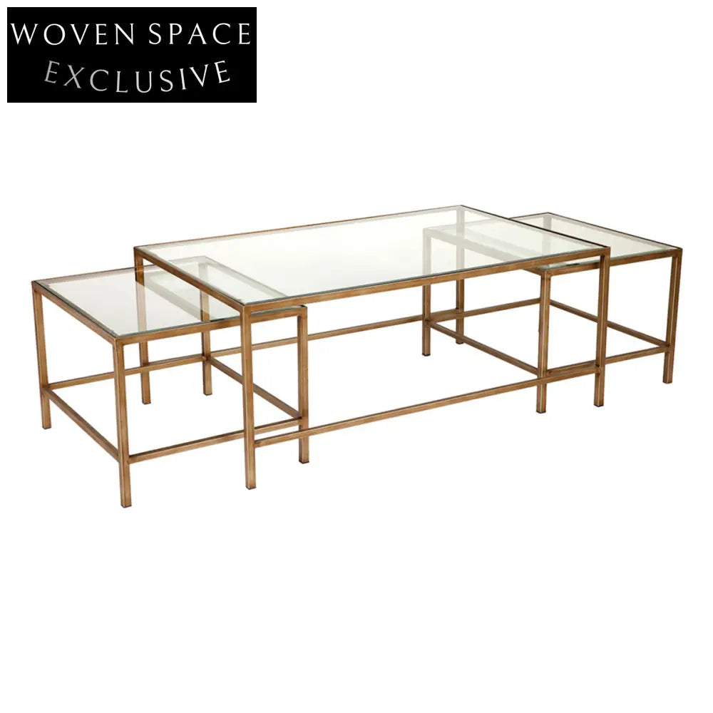 Cocktail Glass Nesting Coffee Table - Antique Gold Coffee Table