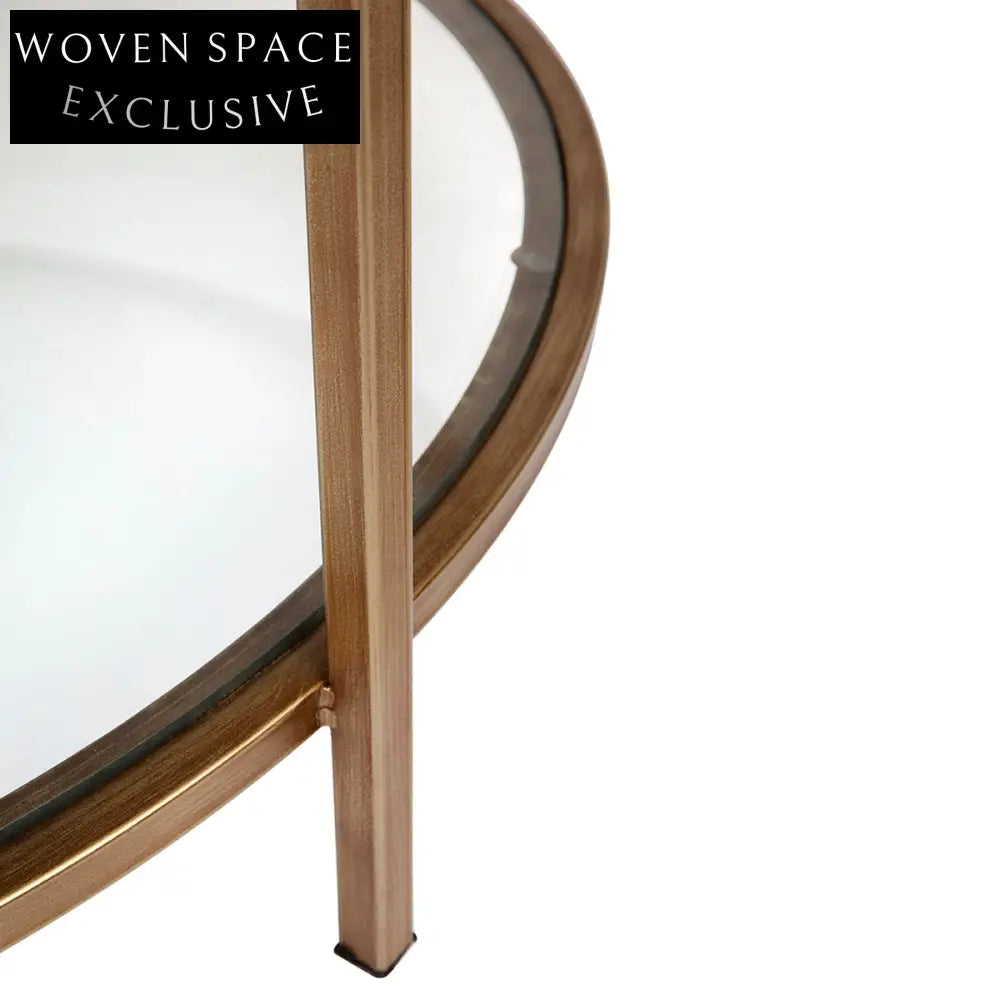 Cocktail Glass Round Coffee Table - Antique Gold Coffee Table
