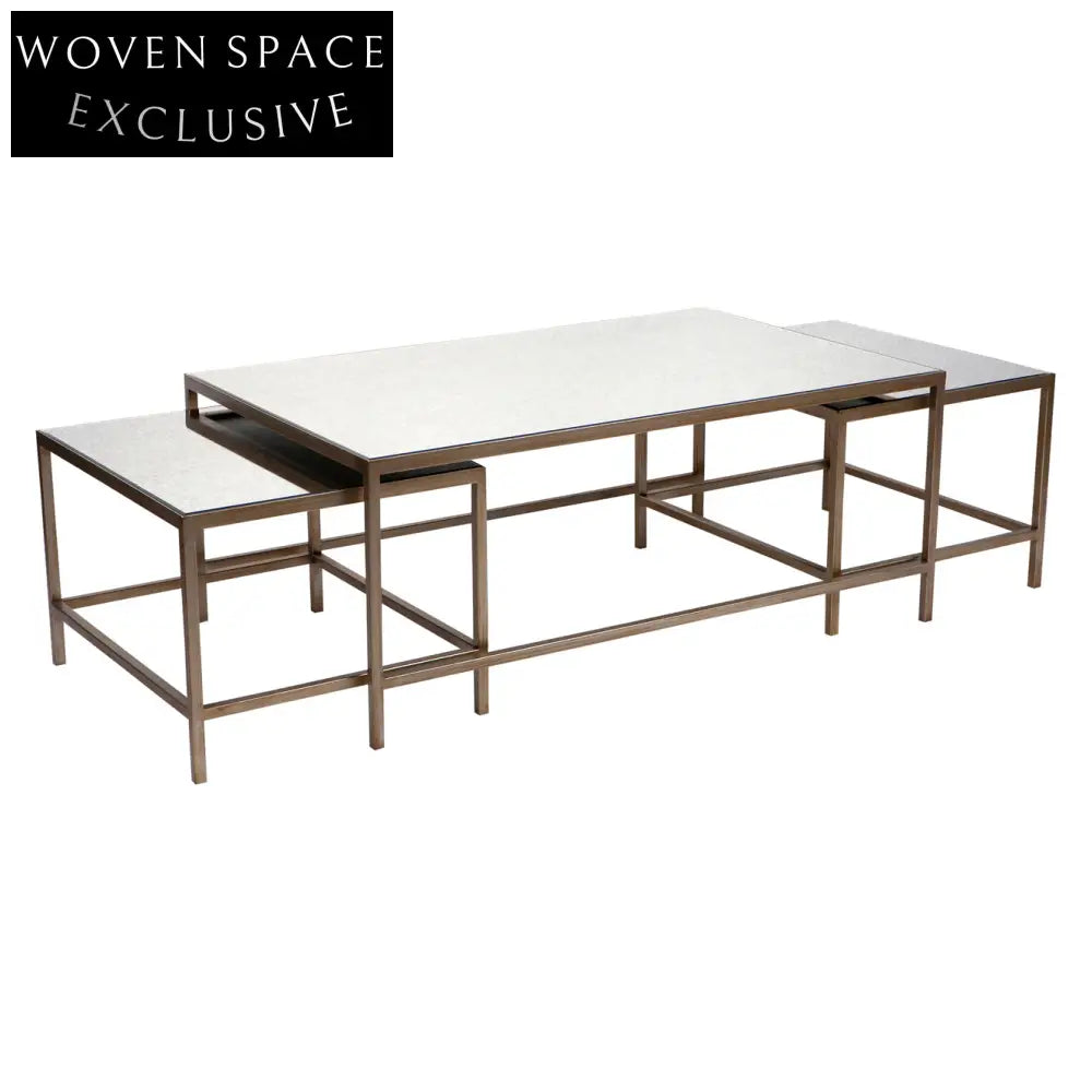 Cocktail Mirrored Nesting Coffee Tables - Antique Gold Coffee Table