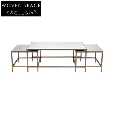 Cocktail Mirrored Nesting Coffee Tables - Antique Gold