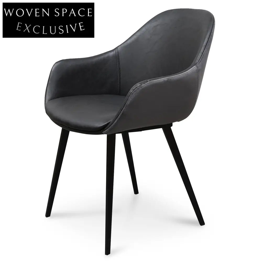 Cody Leather Dining Chair - Charcoal Velvet (Set of 2) Dining Chairs