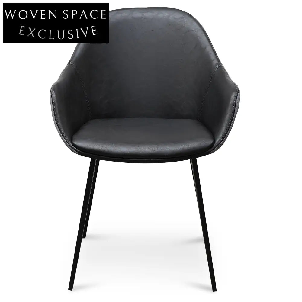 Cody Leather Dining Chair - Charcoal Velvet (Set of 2) Dining Chairs