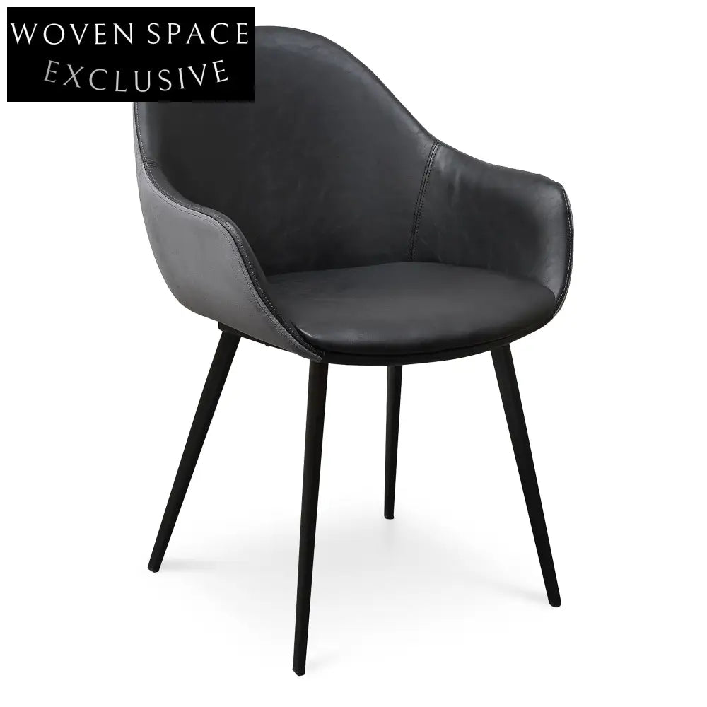 Cody Leather Dining Chair - Charcoal Velvet (Set of 2) Dining Chairs