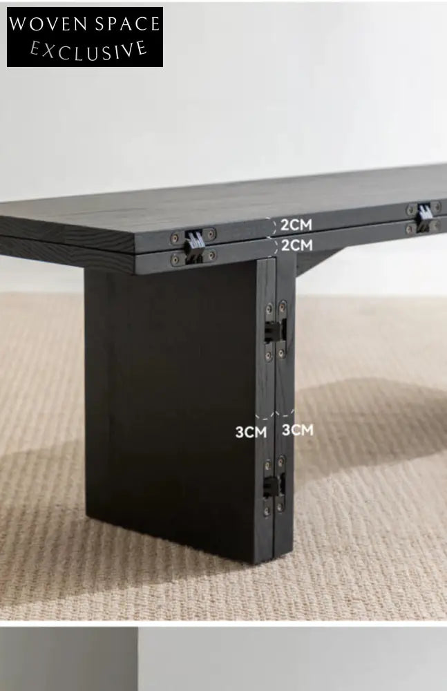 coffee table black solid wood foldable multifunctional 【black】