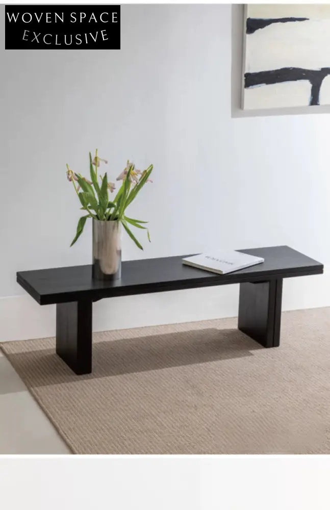 coffee table black solid wood foldable multifunctional 【black】