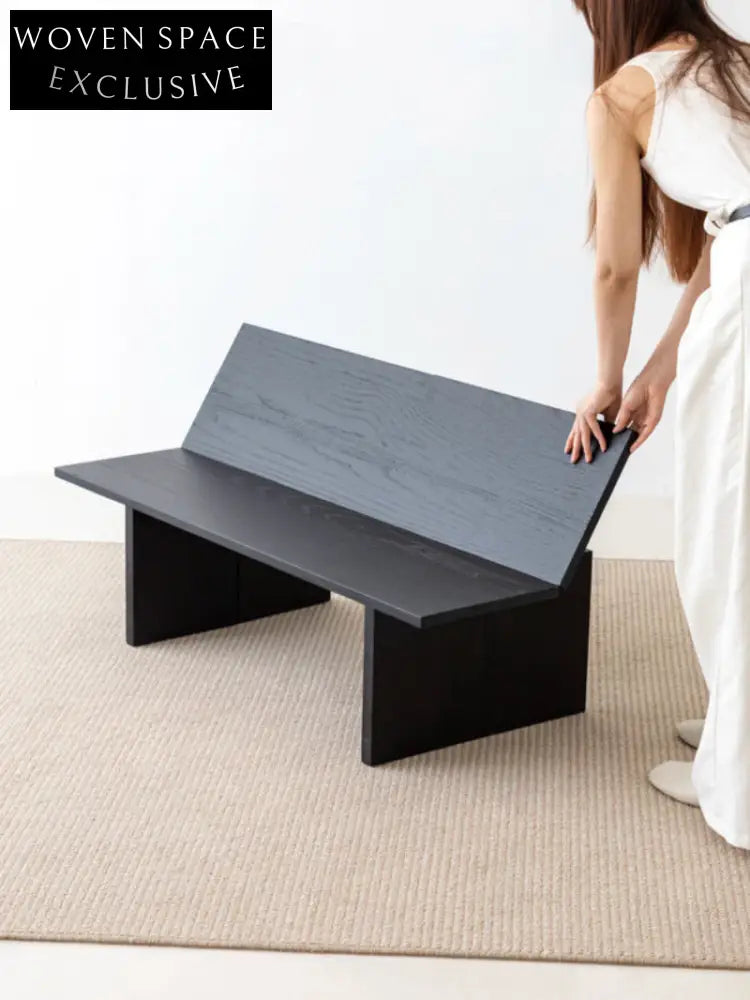coffee table black solid wood foldable multifunctional 【black】
