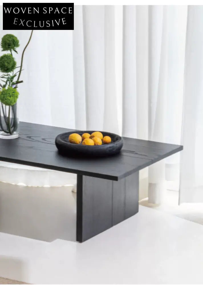coffee table black solid wood foldable multifunctional 【black】