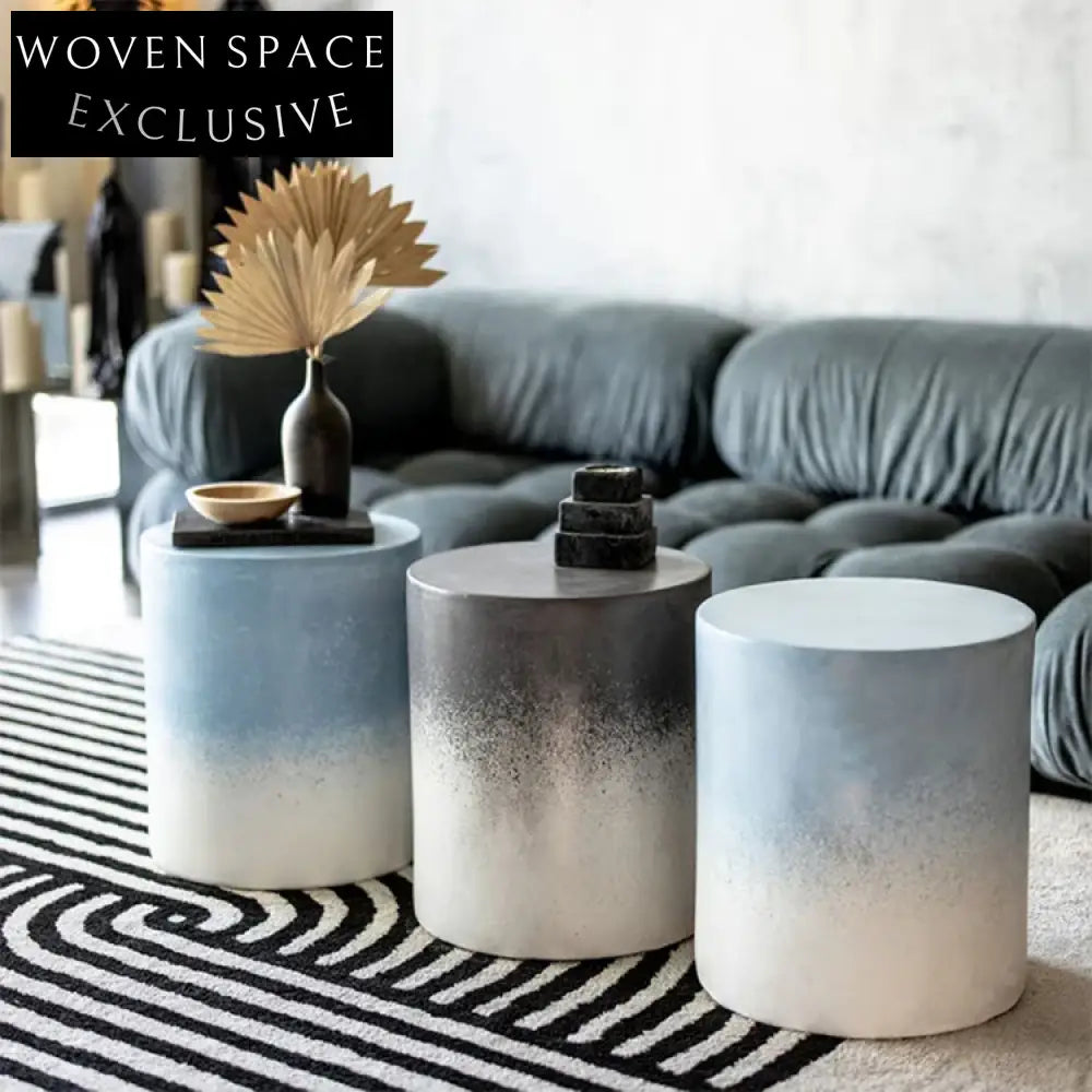 Colorful Concrete Round Side Coffee Table for Modern Living Spaces