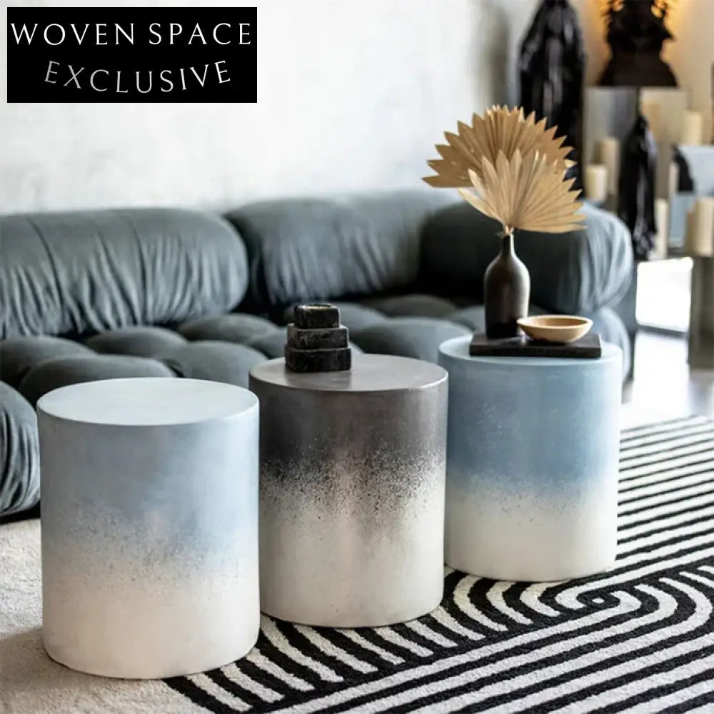 Colorful Concrete Round Side Coffee Table for Modern Living Spaces