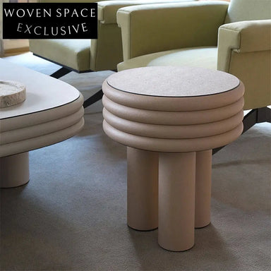 Colorful Nordic Wood Round Coffee Table Set Modern Living Room Side Furniture