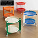 Colorful Round Plastic Sofa Side Table with Wheels and Storage Shelves