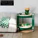 Colorful Round Plastic Sofa Side Table with Wheels and Storage Shelves