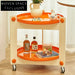 Colorful Round Plastic Sofa Side Table with Wheels and Storage Shelves