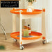 Colorful Round Plastic Sofa Side Table with Wheels and Storage Shelves
