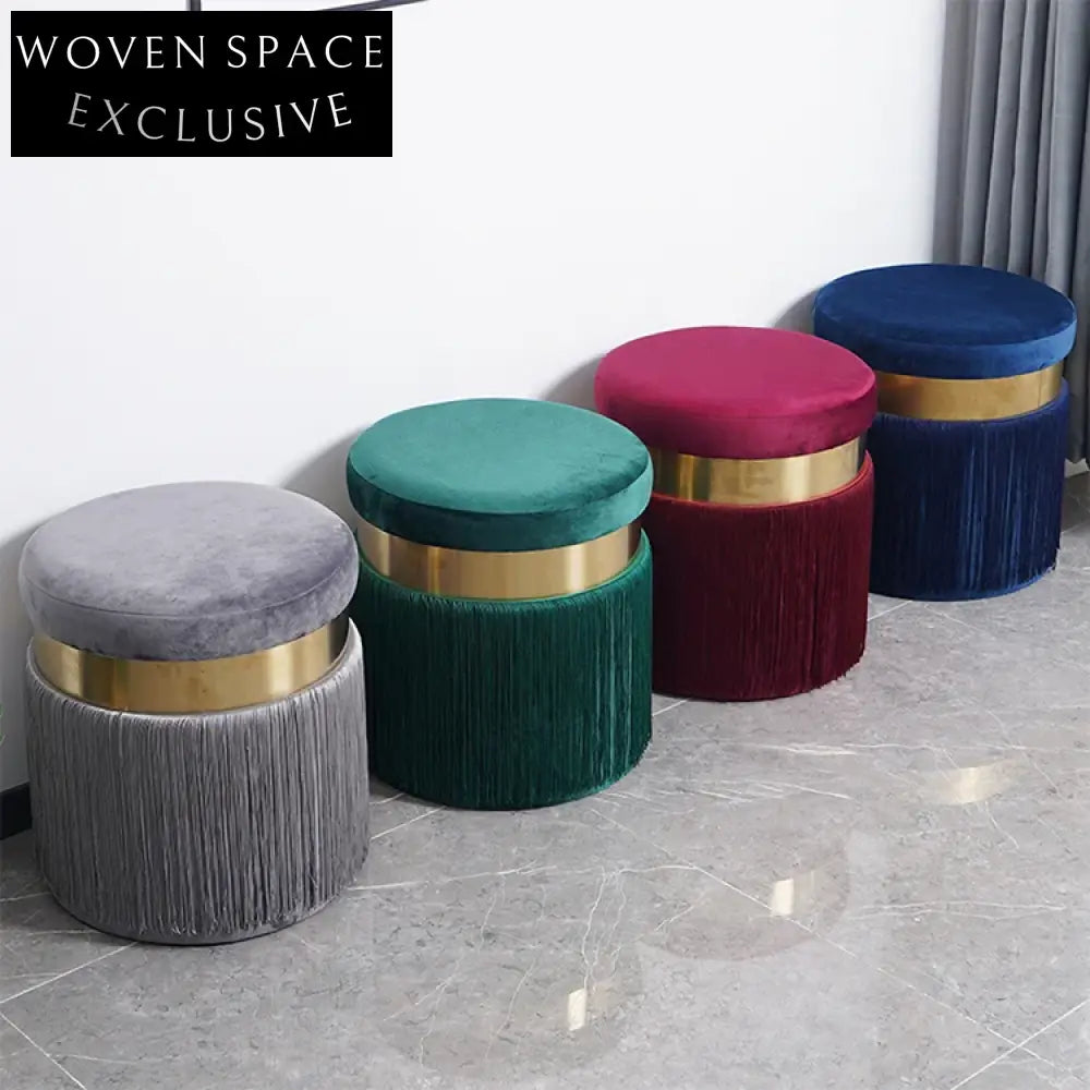 Colorful Velvet Small Ottoman Chair, Modern Living Room Bedroom Stool