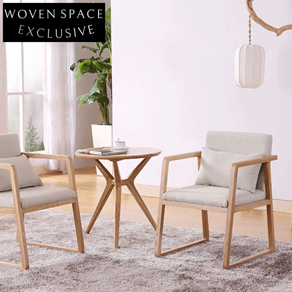 Comfortable Ash Wood Fabric Arm Dining Chair for Modern Home Decor
