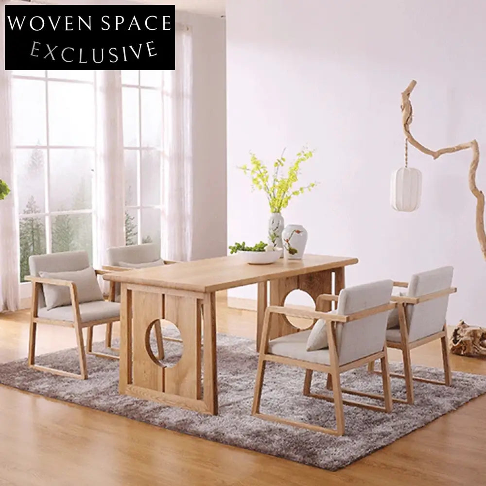 Comfortable Ash Wood Fabric Arm Dining Chair for Modern Home Decor