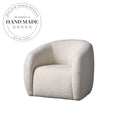 Comfortable Ivory Boucle Fabric Swivel Modern Living Room Accent Chair