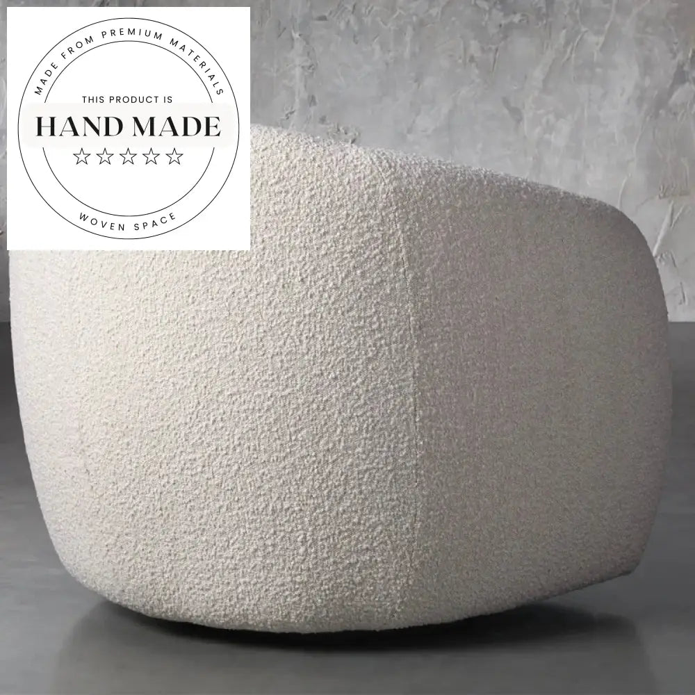 Comfortable Ivory Boucle Fabric Swivel Modern Living Room Accent Chair