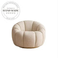 Comfortable Ivory Boucle Swivel Accent Lounge Chair