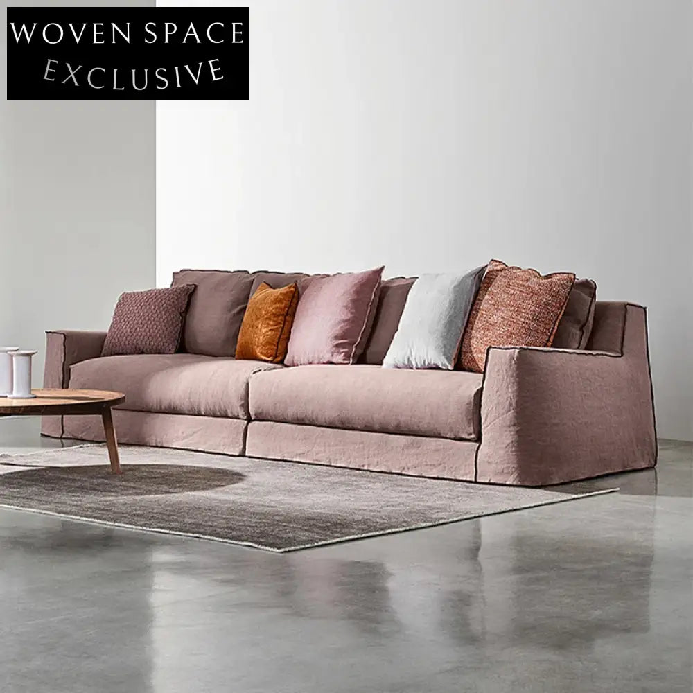Comfortable L-Shape Sectional Sofa with Removable Linen Fabric Covers