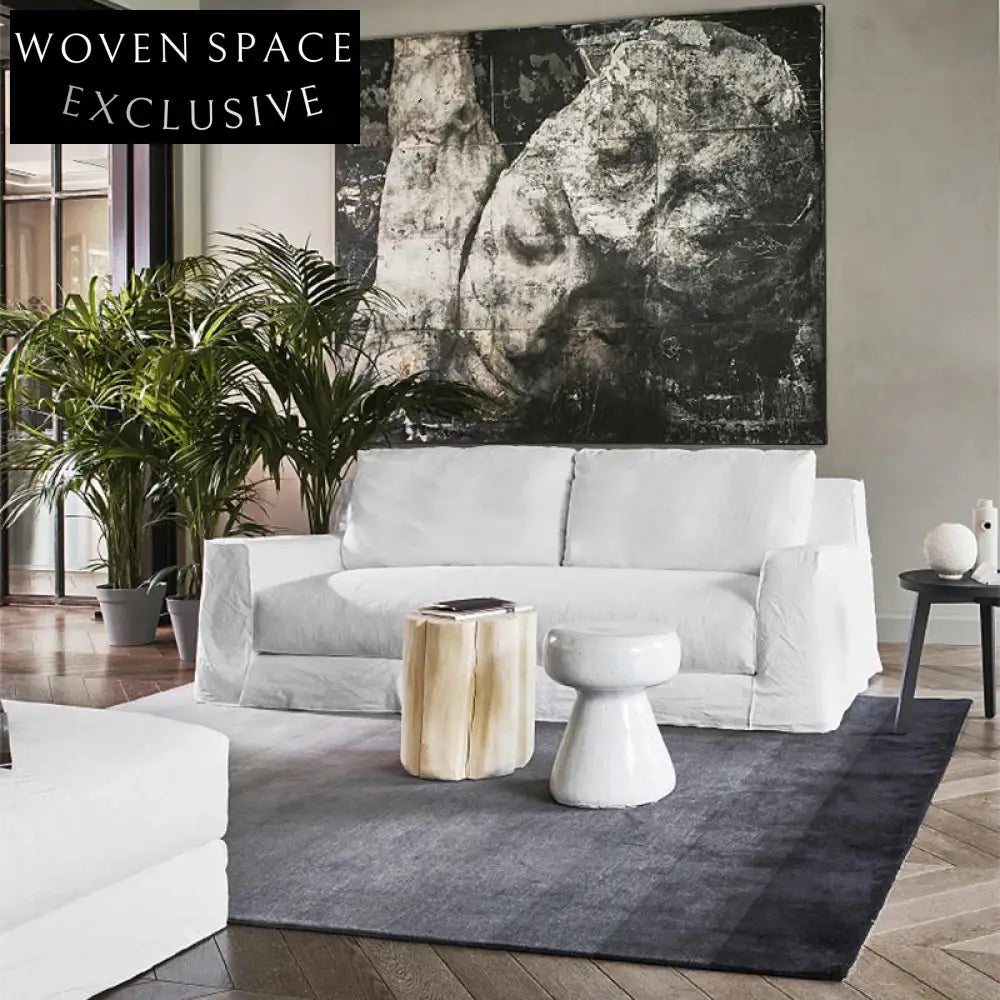 Comfortable L-Shape Sectional Sofa with Removable Linen Fabric Covers