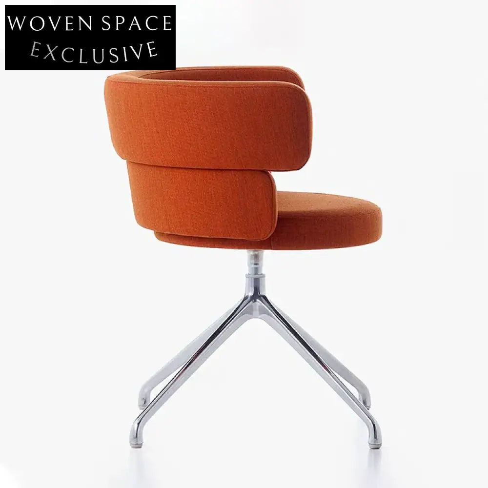 Comfortable Modern Round Cushion Linen Fabric Dining Chair with Stainless Steel Legs