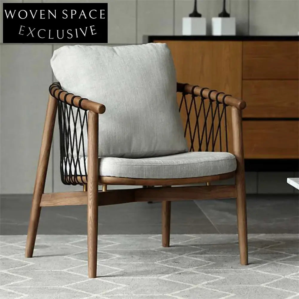 Comfortable Modern Upholstered Ash Wood Leisure Lounge Chair