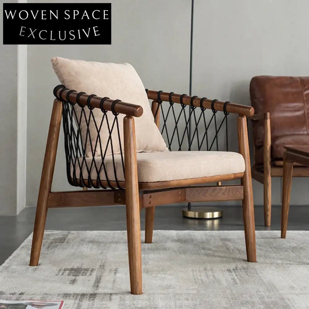 Comfortable Modern Upholstered Ash Wood Leisure Lounge Chair