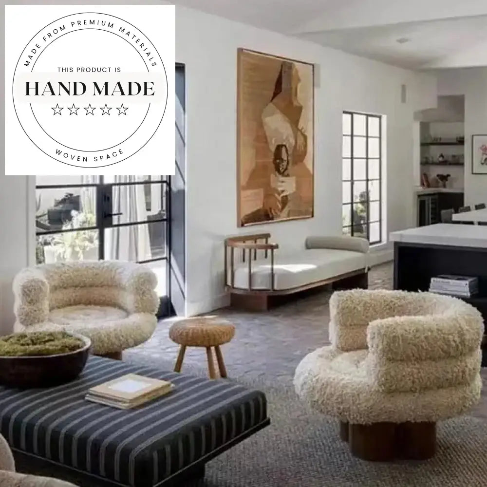 Comfortable Plush Wool Fabric Lounge Armchair for Modern Living Room Spaces
