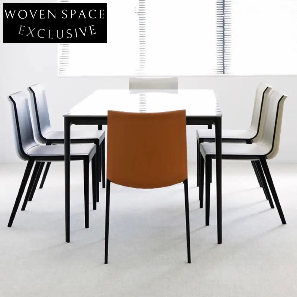 Comfortable Saddle Leather Dining Chair with Sturdy Metal Legs, Modern Seating