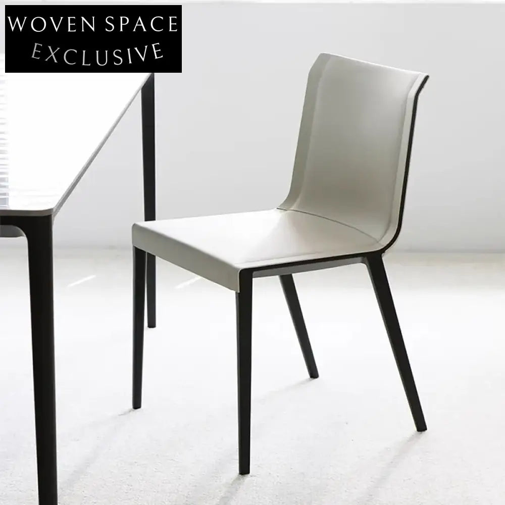 Comfortable Saddle Leather Dining Chair with Sturdy Metal Legs, Modern Seating