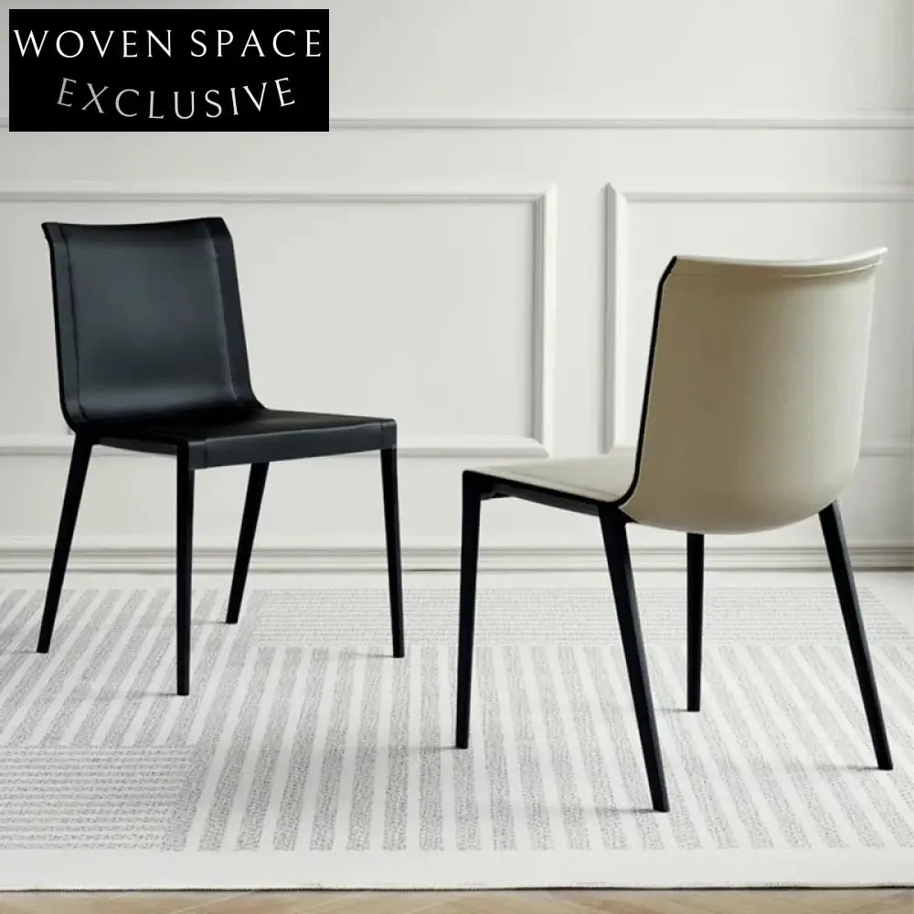 Comfortable Saddle Leather Dining Chair with Sturdy Metal Legs, Modern Seating