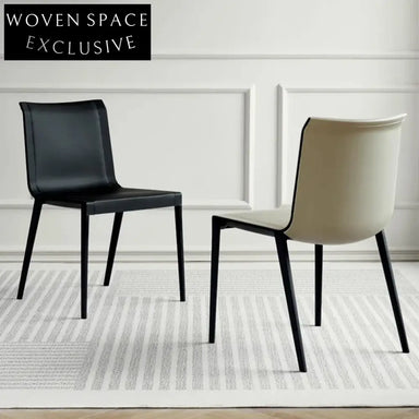 Comfortable Saddle Leather Dining Chair with Sturdy Metal Legs, Modern Seating