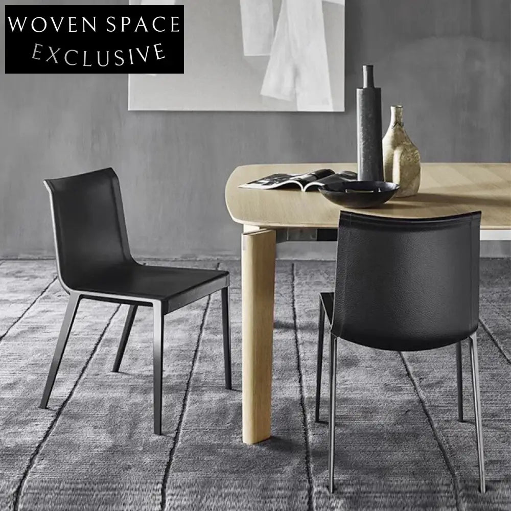 Comfortable Saddle Leather Dining Chair with Sturdy Metal Legs, Modern Seating