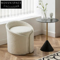 Comfortable Upholstered Round Ottoman Stool with Cozy Low Backrest for Lounging