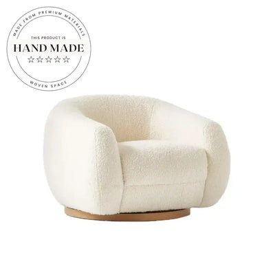 Comfortable White Fabric Swivel Accent Living Room Chair