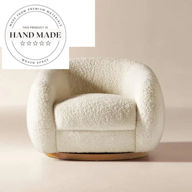 Comfortable White Fabric Swivel Accent Living Room Chair