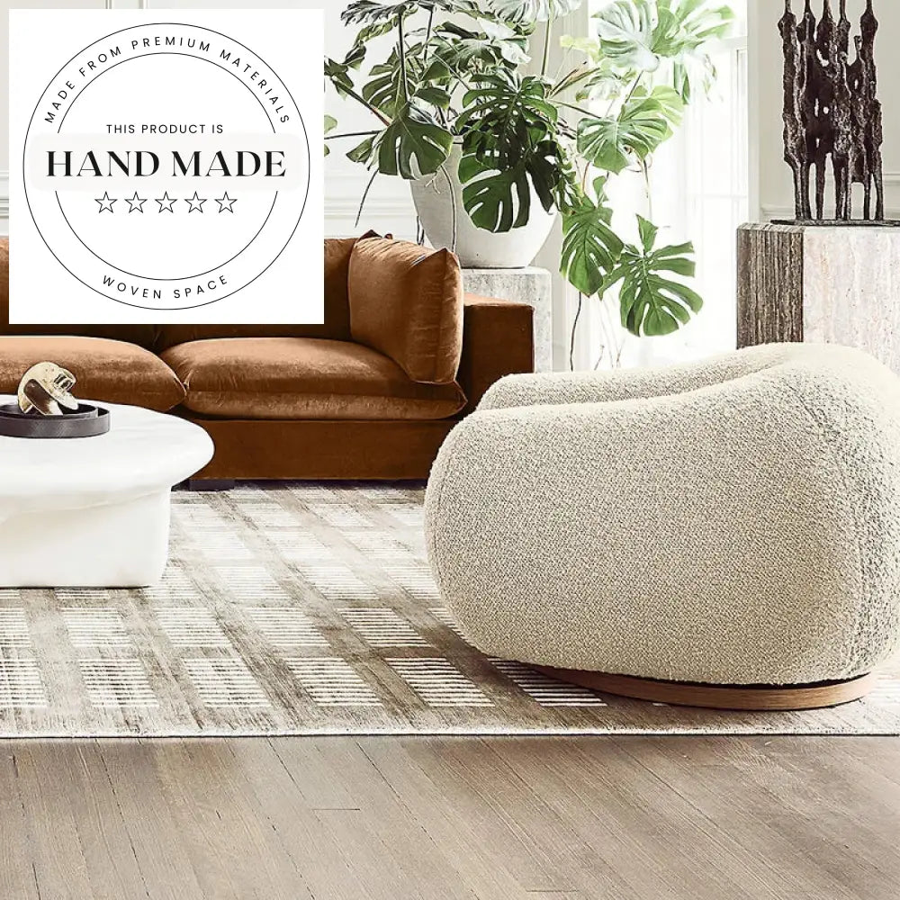 Comfortable White Fabric Swivel Accent Living Room Chair