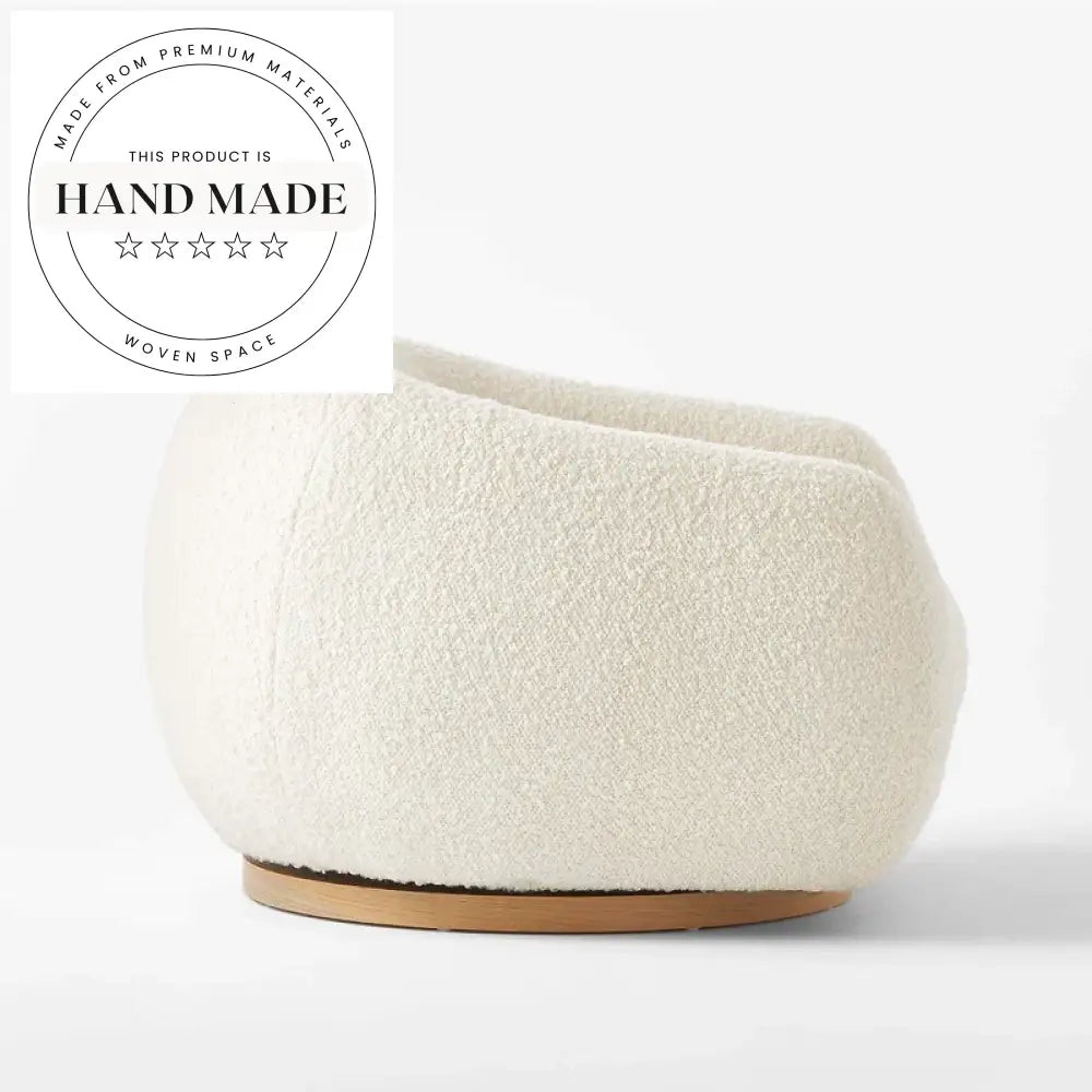 Comfortable White Fabric Swivel Accent Living Room Chair