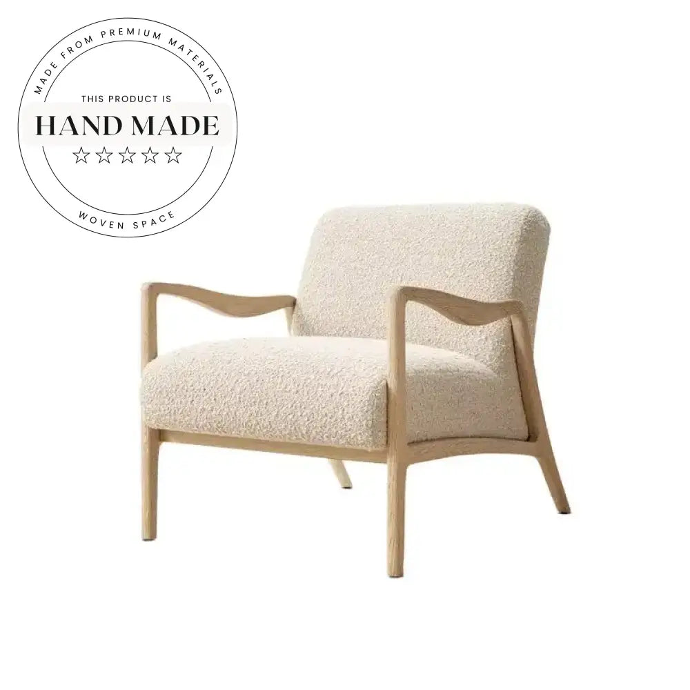 Comfy Contemporary Retro Wooden Frame Fabric Upholstered Lounge Chair