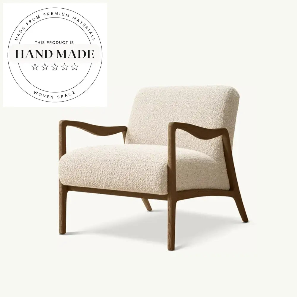 Comfy Contemporary Retro Wooden Frame Fabric Upholstered Lounge Chair