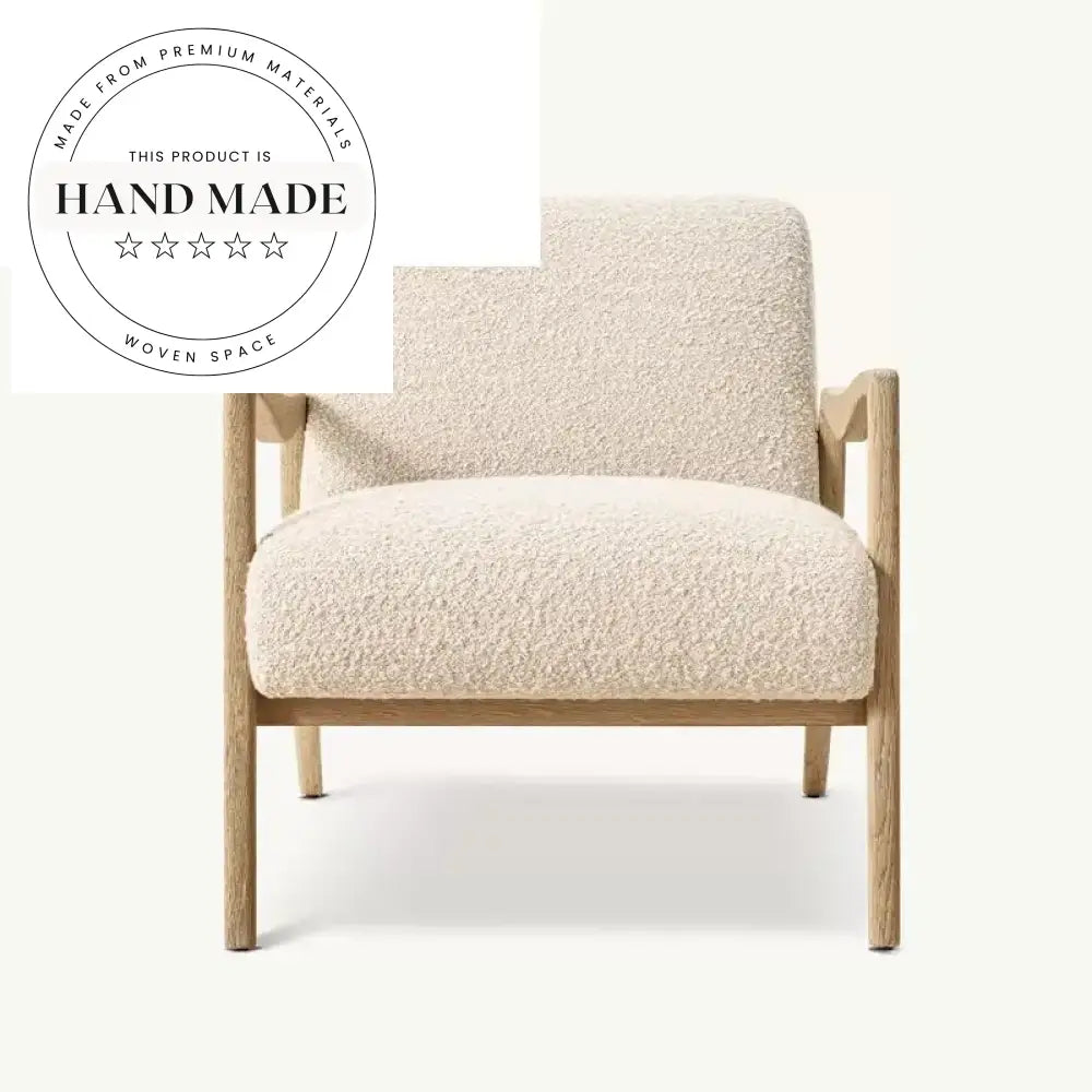Comfy Contemporary Retro Wooden Frame Fabric Upholstered Lounge Chair