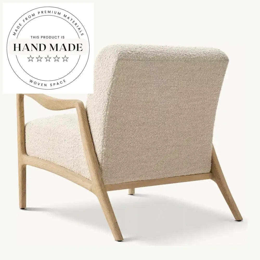Comfy Contemporary Retro Wooden Frame Fabric Upholstered Lounge Chair