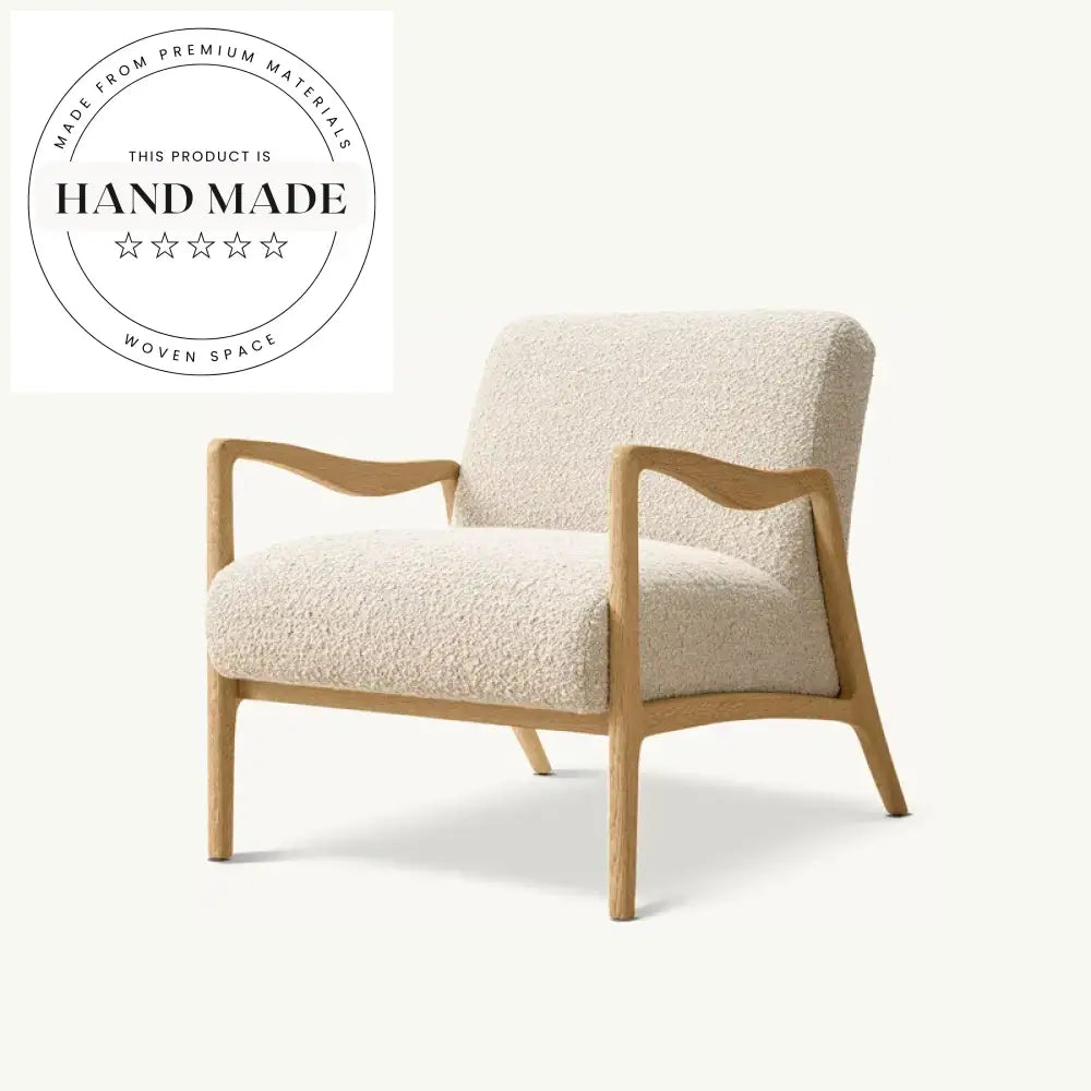 Comfy Contemporary Retro Wooden Frame Fabric Upholstered Lounge Chair