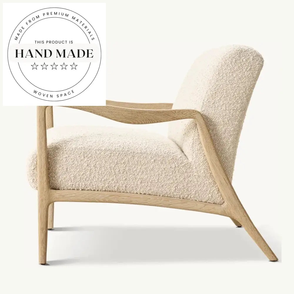 Comfy Contemporary Retro Wooden Frame Fabric Upholstered Lounge Chair