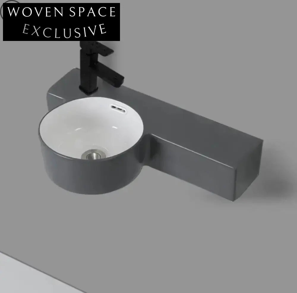 Compact Oval Wall Hung Ceramic Hand Wash Basin for Small Bathrooms