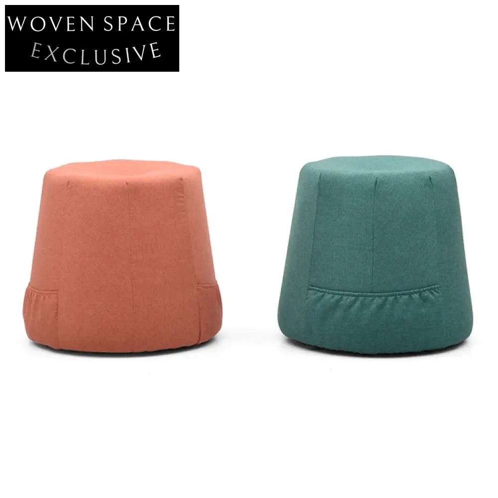 Compact Round Fabric Storage Ottoman Stool for Living Rooms & Bedrooms