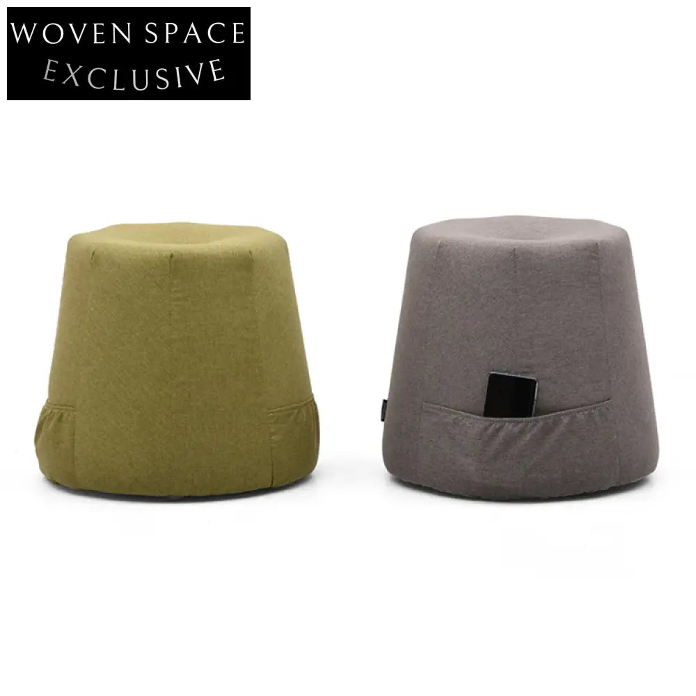 Compact Round Fabric Storage Ottoman Stool for Living Rooms & Bedrooms